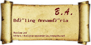 Báling Annamária névjegykártya